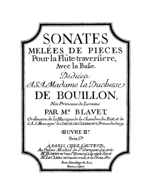 Blavet, Michel - Sonates melées de pièces pour la flûte traversière - Oeuvre II