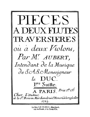 Aubert, Jacques | Pièces à deux flutes traversières (1723)
