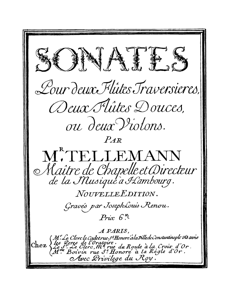 Telemann, Georg Philipp | Sonates pour deux flûtes traversières