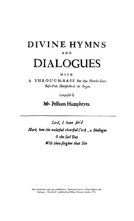 Humfrey, Pelham | Divine Hymns & Dialogues