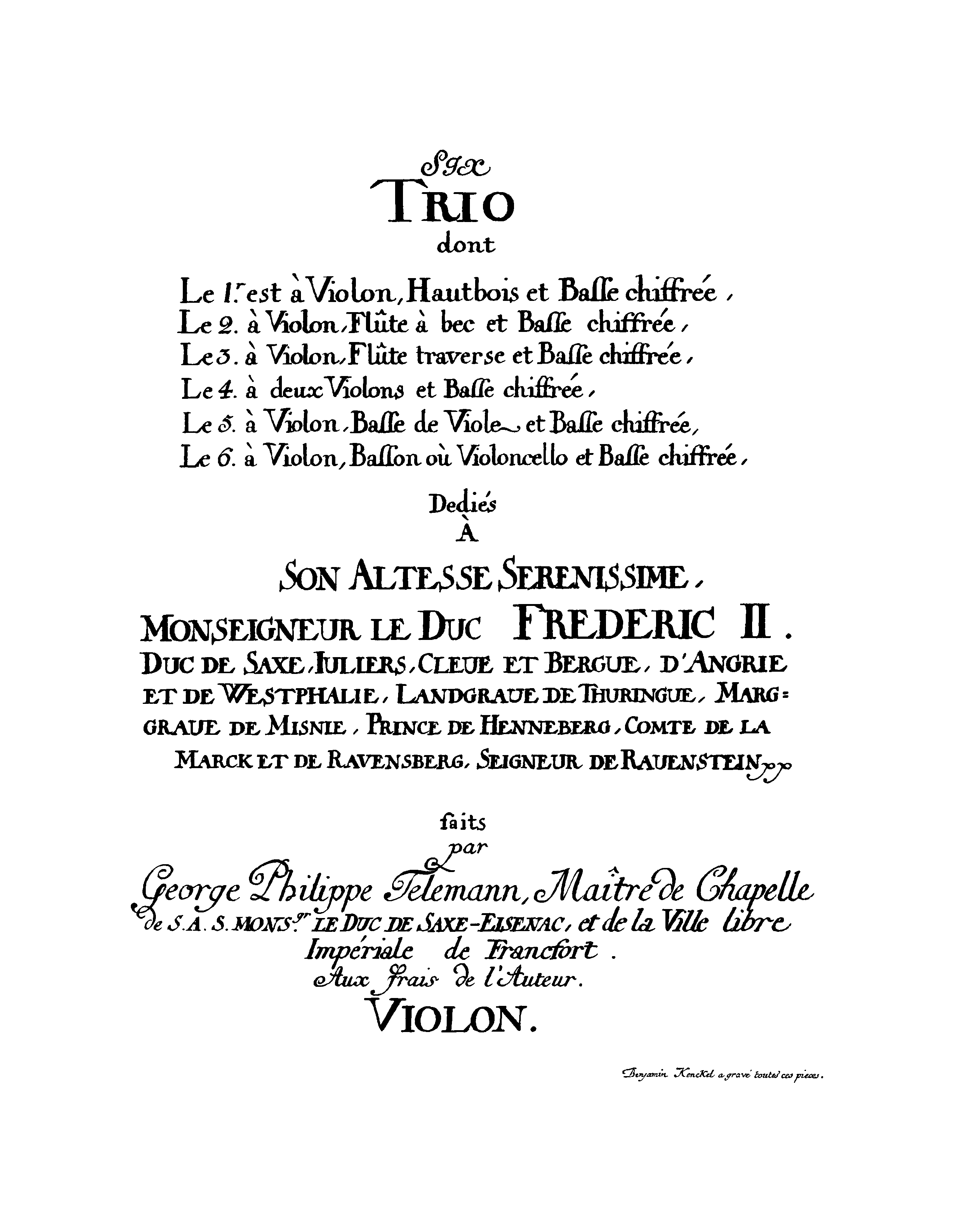 Telemann, Georg Philipp | Six trio (1718)