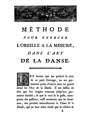 Bacquoy-Guédon, Alexis | Méthode pour exercer l'oreille à la mesure dans l'art de la danse (c1785)